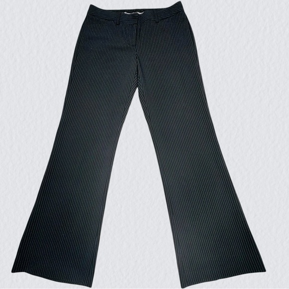 Express Editor Pinstripe Trousers Size 4 Office Siren Medium Rise Straight Leg - Picture 6 of 15